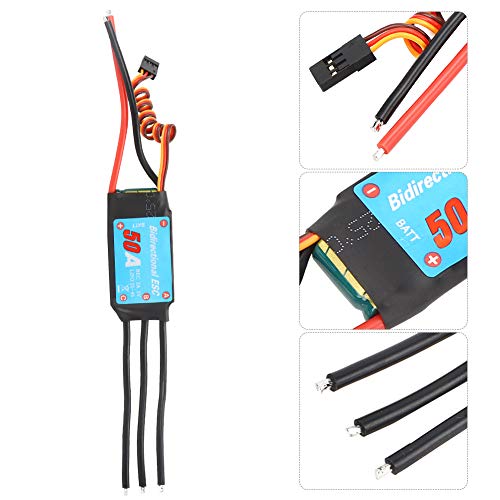 Brushless ESC,ESC Senza Spazzole a One way Spazzole Regolatore di velocità Elettronico ESC per Elica Subacquea per Auto (50A)