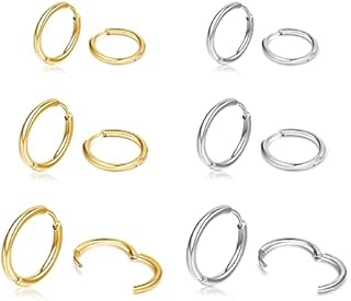 5-10 Pairs Small Hoop Earrings for Women Mens Stainless Steel Earrings Hypoallergenic Black Hoops Set