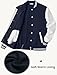 COOFANDY Mens Fashion Varsity Jackets Leather Sleeve Slim Fit College Baseball Letterman Bomber Coat Navy X-Large