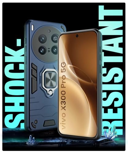 Image of WOW IMAGINE Shock Proof Back Case Mobile Cover for Vivo X300 Pro 5G | Back Cover Case (Tough Armor | Hybrid PC + TPU | Ring Holder & in-Built Kickstand | Blue)