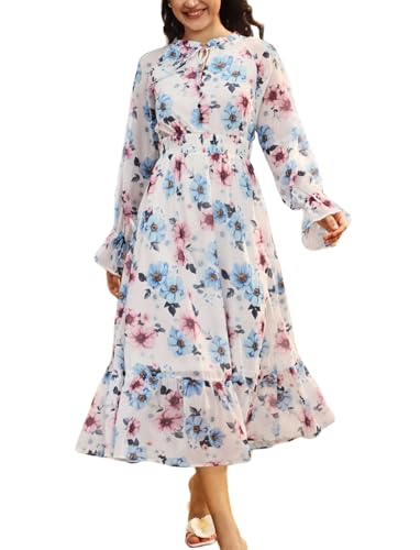 Sunny Spirit Women's Casual Midi Dress 2025 Summer Long Sleeve Wr...
