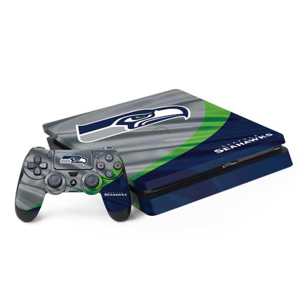Skinit Decal Gaming Skin Compatible with PS4 Slim Bundle - Officially Licensed NFL Seattle Seahawks Design