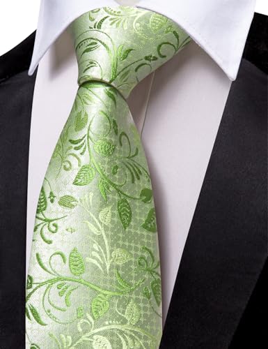 Image of Barry.Wang Floral Ties for Men Flower Necktie with Tie Clip Formal