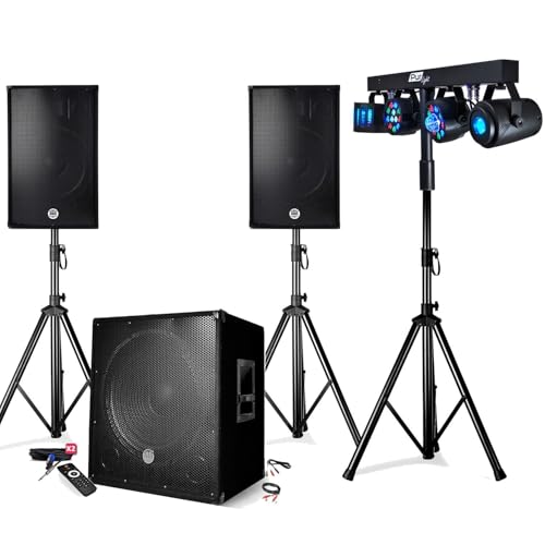 Pack sono 2200W - Enceintes/Caisson/Pieds - USB/BLUETOOTH - BMS-1512, Câbles, Portique Lumière, Mariage, Salle des fêtes DJ