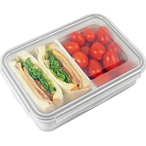 carrotez Bento Box Adult Lunch Box, 2 Compartment Lunch Box Container, Salad Container For Lunch, Portion Control Container Cover