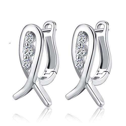Earrings Damen-Silberohrringe, 925er Sterlingsilber, Creolen, Huggie-Strass-Ohrringe, Schleife, Stern, Blatt, Schmetterling, Herz, Kristall, niedliche Geometrie, Geschenke für Freundin, Ehefrau,