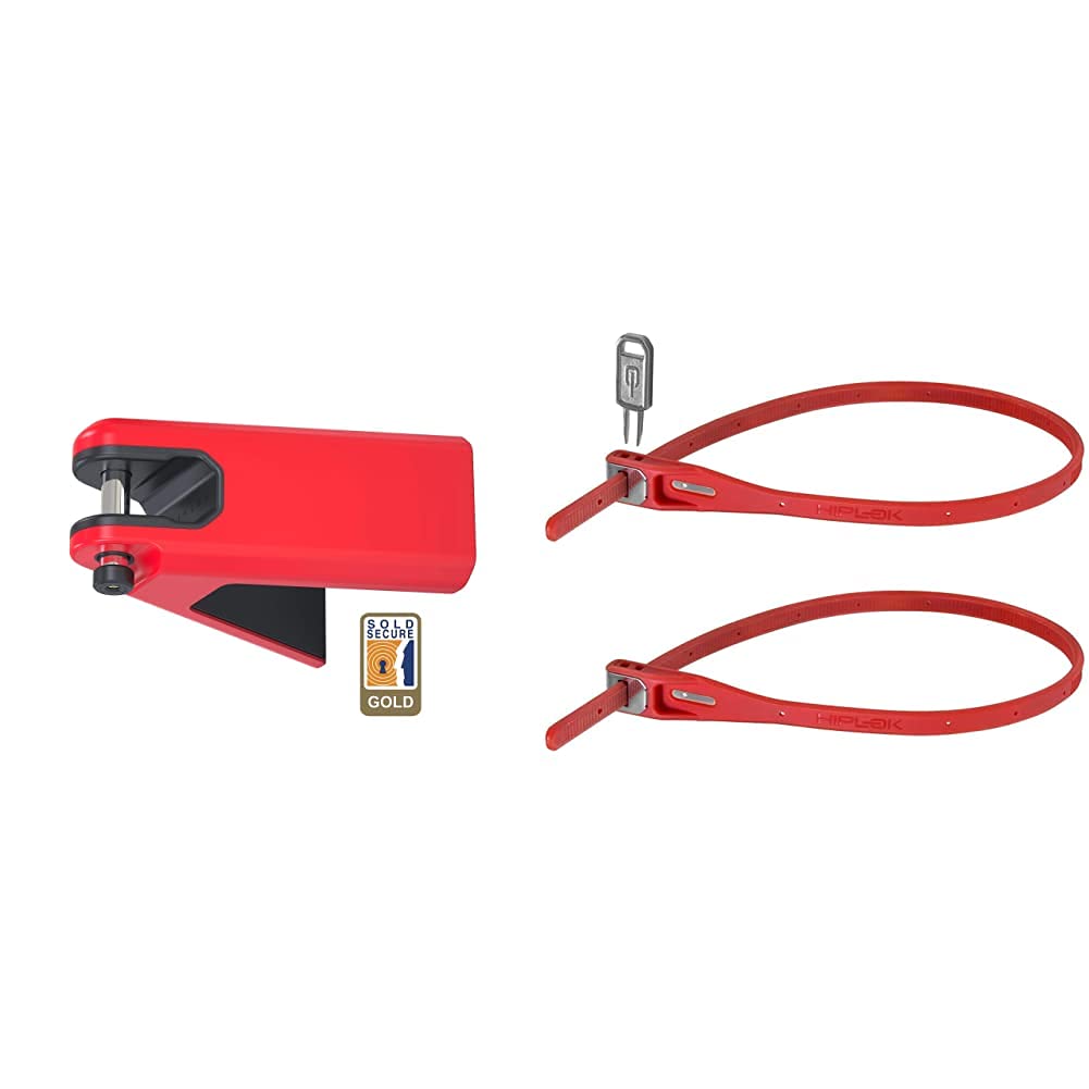 Hiplok AIRLOK Secure Bicycle Storage Hanger, Red & Z LOK Armoured Security Tie & Bike Lock, ZLK2RD