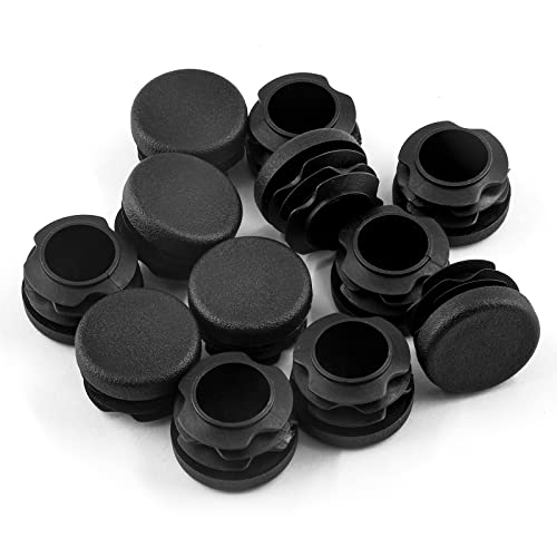 Image of Jiozermi 24 Pcs 1 inch Round Plastic Plug, Black Round Plastic End Cap Furniture Finishing Plug for Pipe Post, Chairs and Furniture