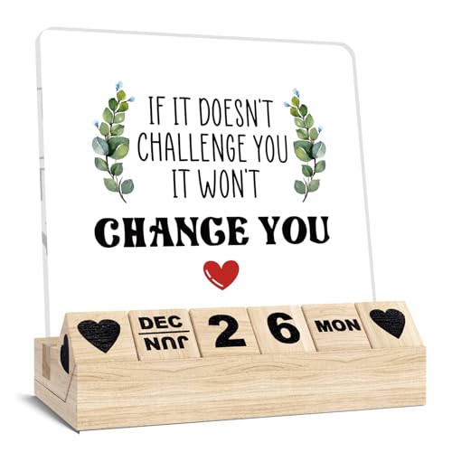 Inspirational Gifts for Women, Wooden Block Calendar for Desk, Motivational