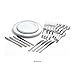 Mozaik Premium Plastic Silver Banded Service for 8 with Assorted Cutlery, 40 pieces