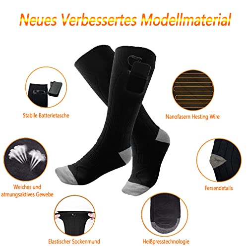 Heated Socks, Heated Socks Women Men, 4000 mAh USB Rechargeable Electric Socks with 3 Files Adjustable Temperature, Foot Warmer Electric for Skiing, Fishing, Cycling, Camping - Image 3