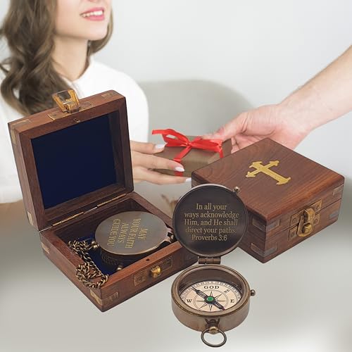 Brújula manual grabada para regalos de bautismo miniatura 6