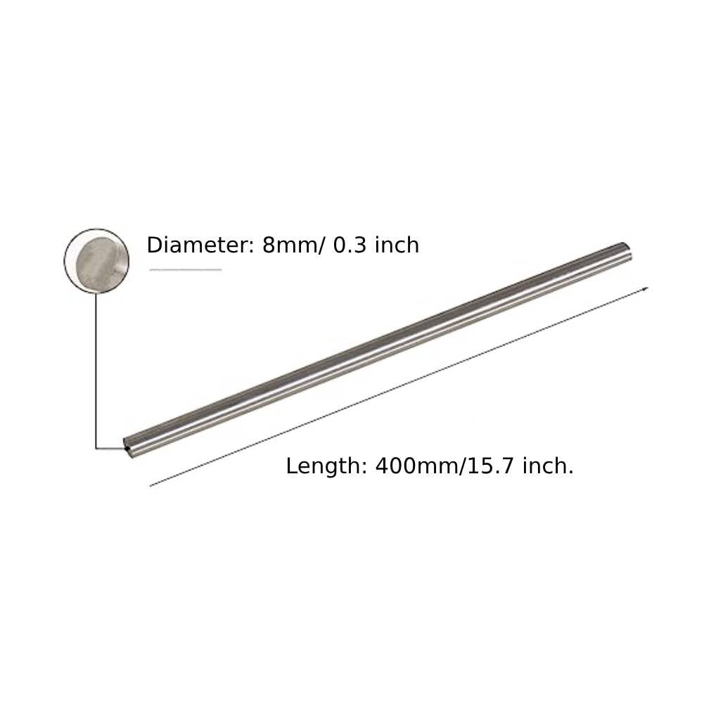 Bilaida 4pcs 8mmx440mm (0.3x17.32 inch) 304 Stainless Steel Solid Round Rod for DIY Craft (Dia 8mm)