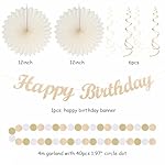 Champagne-Gold Beige 16 Happy Birthday Party-Decorations - 22pcs 21st Women Girls Paper Lanterns Streamers Banner Pom Poms,Fall Boho Aesthetic Bohemian Rose Groovy Decor Backdrop Supplies Hugmoon - Image 2