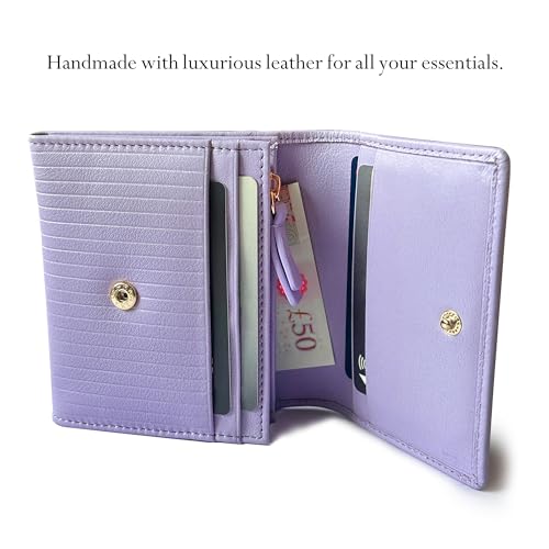 Portefeuille en cuir nappa haut de gamme au design classique lilas