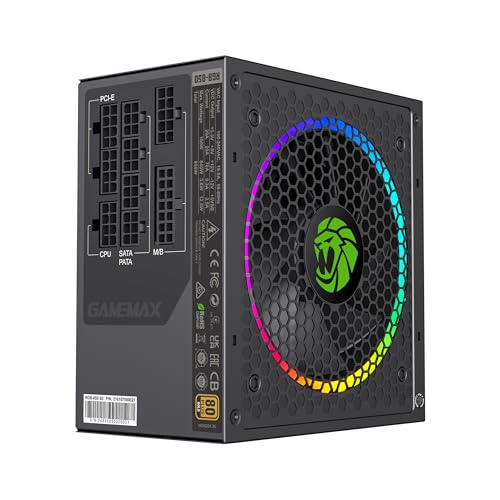 Image of GAMEMAX RGB-850-SE, 850W 80Plus Gold Fully Modular RGB ATX Power Supply
