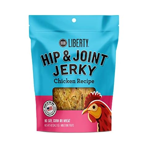 BIXBI Liberty Hip & Joint Support Chicken Jerky Dog Treats, 5 oz - USA Made Grain Free - Glucosamine, Chondroitin for Dogs - Antioxidant Rich, No Fillers Cover