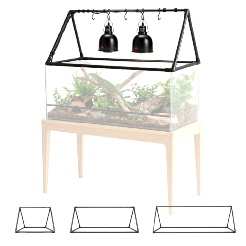 MECESOR Adjustable Reptile Lamp Stand - Triangular Reptile Light Stand with 3 Lengths for Terrariums Heat Lamp Stand for Reptiles Tank Stable & Space-Saving 18.5-47.2 in