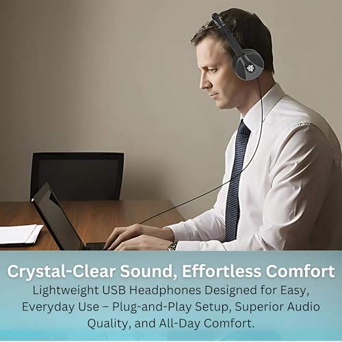 Metaind Wired USB Headphone with Noise Cancelling Mic | Perfect for Skype, Zoom Calls & Call Center Headset for PC & Laptop | Model: Meta_MT50 (Black) - Image 6