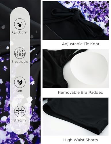 Hanna Nikole Womens Plus Size Tankini Swimdress Two Piece Tummy Control Flowy Swimsuit with Boyshorts2