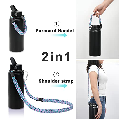 Wongeto Alça de ombro com alça de corda paracord, compatível com garrafas de água de boca larga Hydr