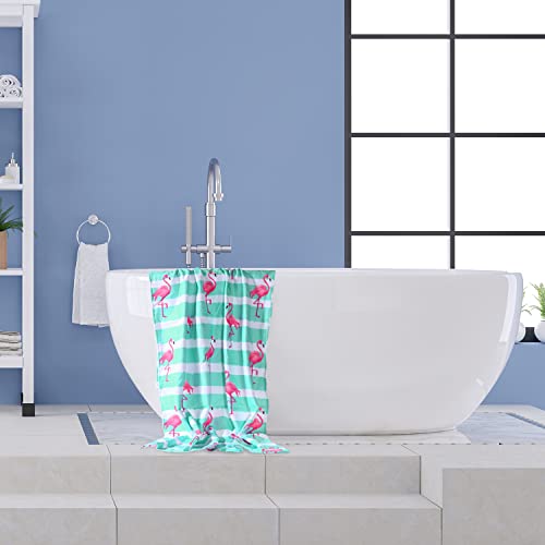 Livilan Flamingo Blue Beach Towel For Girls Kids, 30”X60”Microfiber Thin Soft Bath Swimming Pool Travel Towel, Oversized Quick Dry Sand Free Lightweight Beach Towel, Flamingo Gifts For Women #TOP4