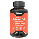 Naturalis Norwegian Sashimi-Grade Salmon Oil 1000mg | 100% Antibiotic Free, Non-GMO & Fully Traceable | Clinically Studied to Support Healthy Cholesterol Levels* | 120 Softgels