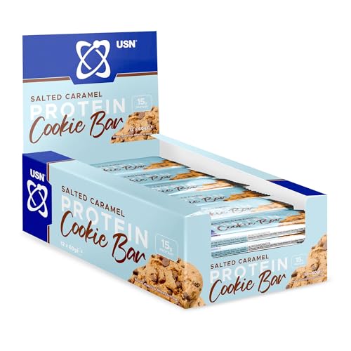 USN Trust Cookie Bar, Salted Caramel Protein Cookie: High Protein Bars, Perfect On-the-Go and Post-Workout Protein Snacks (12 x 60g Bars per Pack)