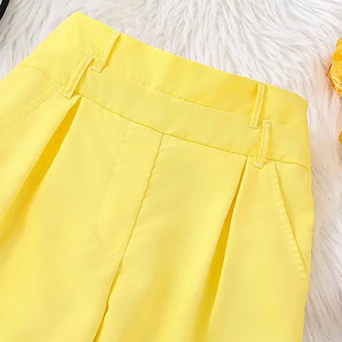 Calça casual de verão para meninas de 8 a 11 anos tamanho 12, Amarelo, 8-9 Years