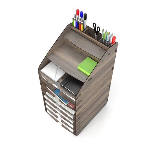 Mingitav Tower Ofis Masaüstü Organizer 10 Kat Letter A4 Evrak Rafı (Ceviz)