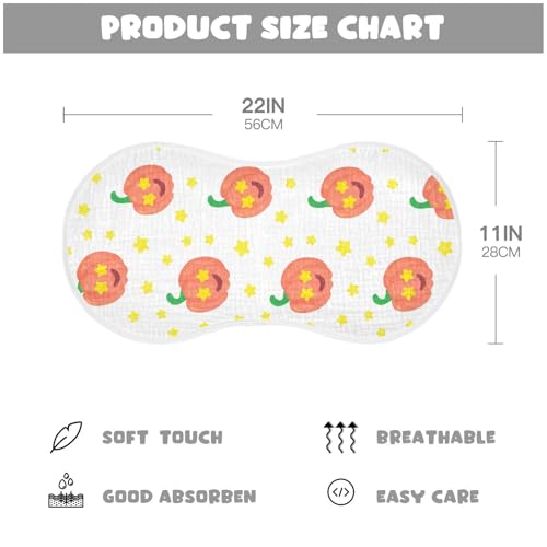 4 Pack Baby Burp Cloths, Soft Absorbent Burping Cloths for Babies, Cotton Milk Spit Up Rags, Large Size for Newborns, Baby Boys and Girls (Pumpkin Pattern)4