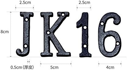 Miniatura 5 de Letras del abecedario de 3" en metal de hierro fundido decorativas, estilo clásico, para colgar letreros de pared, dirección, nombre, letrero con la