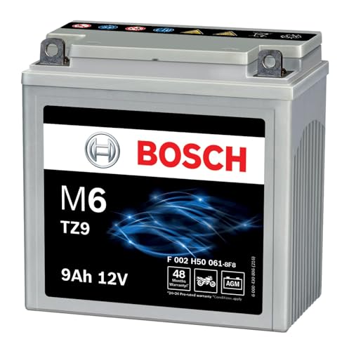 Image of Bosch M6 TZ9 AGM Bike Battery - Lead-acid Battery for Two-Wheelers - Spill Proof, with Enhanced Cranking Power and Zero Maintenance - 12V, 9A /h Rate - ‎137 x 74 x 139mm