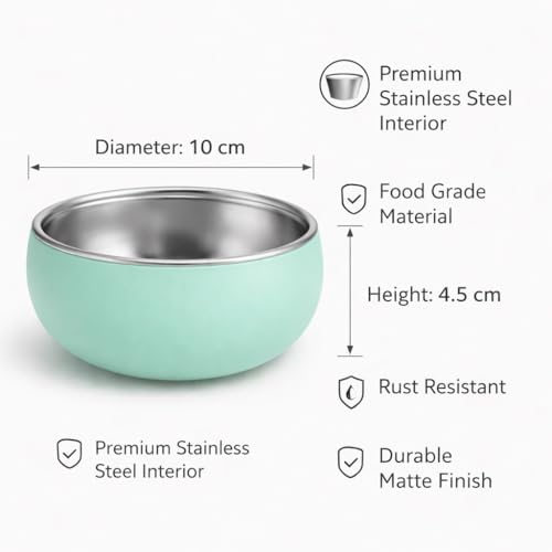 Image of Premium Stainless Steel Baby Feeding Bowl with Soft Silicone Cover | Non-Slip Grip, BPA Free & Food-Grade | Safe Feeding Bowl for Infants & Toddlers | Durable, Easy to Clean (Mint Green)