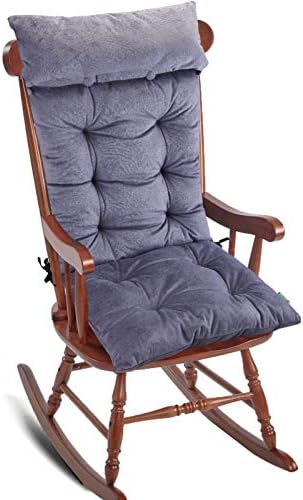 Big Hippo Rocking Chair Cushion,Soft Thicken Rocking Chair Cushion Set with Detachable Neck Pillow Back Support,Comfy Chair Cushion Pad with Ties for Outdoor Indoor Home Office,Gray