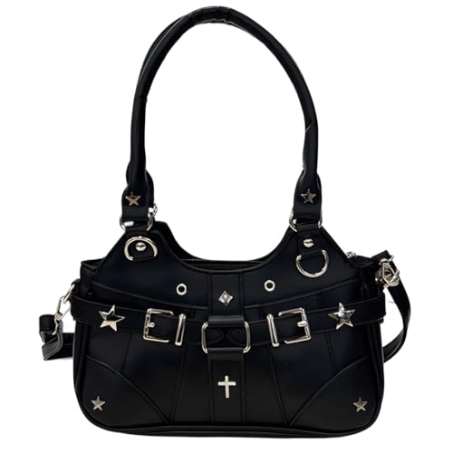 Y2K Grunge Kawaii Gothic Vintage Casual Cute Stars Rivet Studded Adjustable Cross-body Ita Bag Handbag
