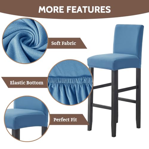Image of FUANGUI Bar Stool Covers Set of 2, Waterproof Stretch Bar Stool Seat Covers | Washable Removable Bar Chair Covers with Backs Slipcovers, Bar Chair Covers Square for Kitchen Dining Room Cafe