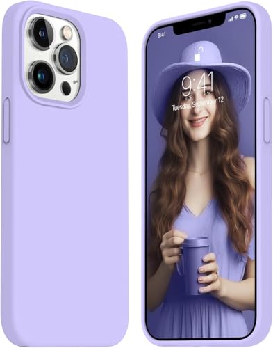 Image of DIZORO Silicone Back Case for iPhone 13 Pro, Soft-Touch Phone Microfiber Silicone Back Cover for iPhone 13 Pro - Purple