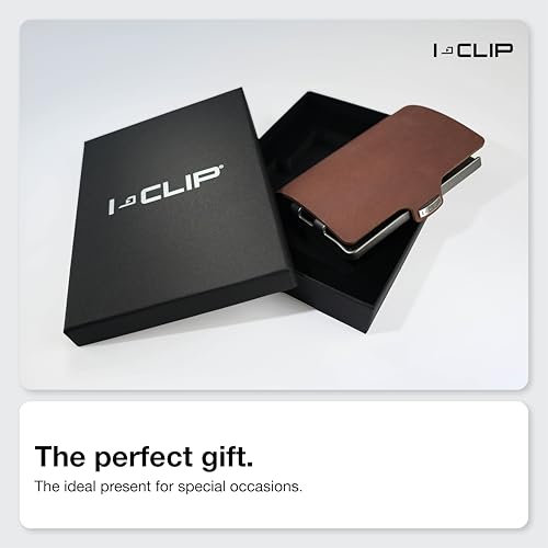 Image of I-CLIP Original Credit Card Case with Money Clip - Soft Touch Smooth Leather Slim Wallet - Leather Wallet - Premium Wallet - Card Case - Oak