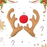 Décoration de voiture de Noël en forme de renne - 48 x 35 cm - Avec bois de cerf - Décoration de voiture - Pour voiture