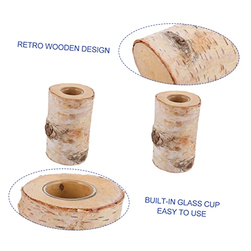 Wedding Decoration Birch Candle Holder Wedding Decor Wooden Candle Holder Glass Household Ornaments Wood Decor #TOP1