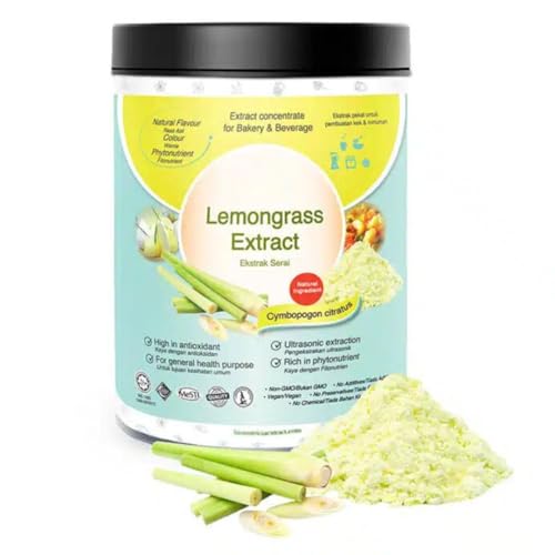 Extracto estandarizado de hierba de limón - Cymbopogon citratus - Polvo 200g puro 100% natural sin aditivos - Para sopa, batidos, café, bebidas, pastelería