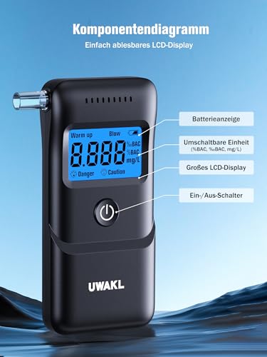 Alkoholtester Polizeigenau Professioneller Alcohol Tester: Hochpräziser Promillemessgerät mit 10 Mundstücken - Tragbarer Promilletester mit… – Ansicht 2