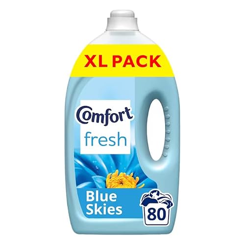 Image of Comfort Blue Skies Fabric Conditioner, 2400ml, 80 Washes, Long-Lasting Fresh Fragrance Liquid Fabric Softener for Everyday Laundry