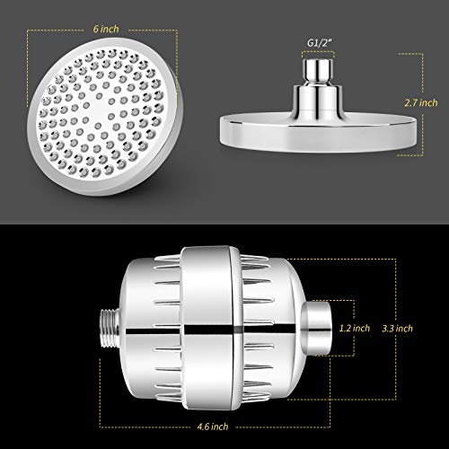 Image of FEELSO SF-15 Shower Head With 15 Stage High Output Hard Water Softener Filter - Removes Chlorine and Harmful Substances - Includes Filter Cartridge for Bathroom