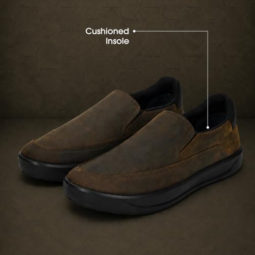Image of Ergon Denver Genuine Leather Men's Formal Slip-On Shoes | Available in Black, Tan & Tan Napa | Cushioned Comfort | Office, Business Sizes UK 6-11