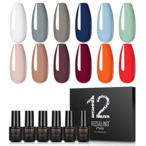 ROSALIND UV Nagellack Set 12 Farben Shellac Set Gel Nagellack UV Lack Nude Gel Nägel nagellack Weiß UV Lampe Lange…