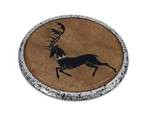 Image of Elektroplate Officially Licensed Game of Thrones House Baratheon Sigil Round Distressed All Metal Chrome Emblem for Cars, Trucks, and All Auto | Universal Fit at 3.5 inch Diameter | Weatherproof