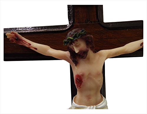 Crucifixo de parede em Madeira e Resina importada 35 x 23 cm