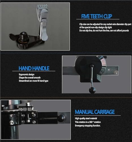 Incordatrice professionale per racchette, sistema fisso a 6 punti per una tensione precisa, ideale per racchette da tennis, badminton e squash